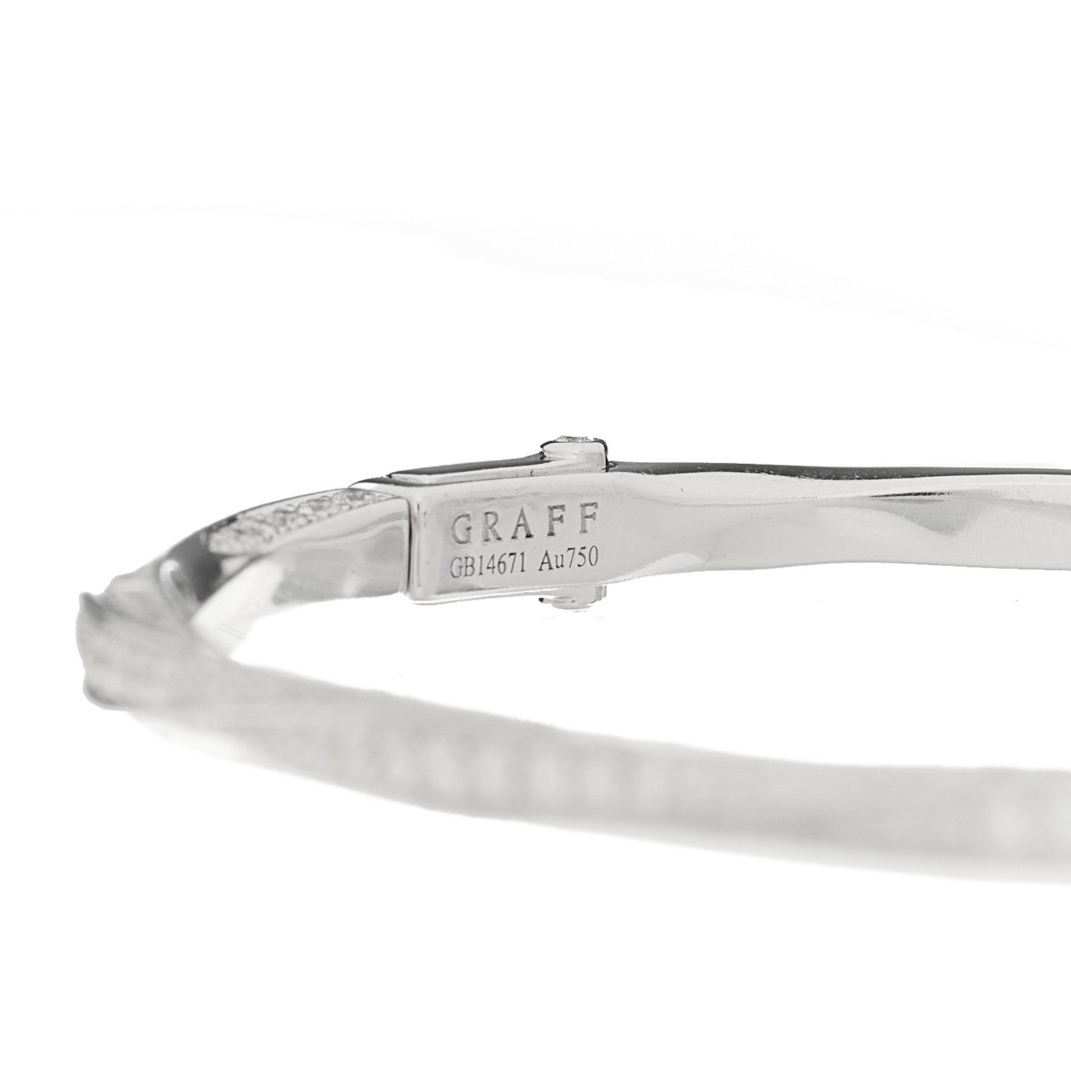 Graff 18K White Gold Diamond Spiral Pave Bangle Bracelet 3 of 4