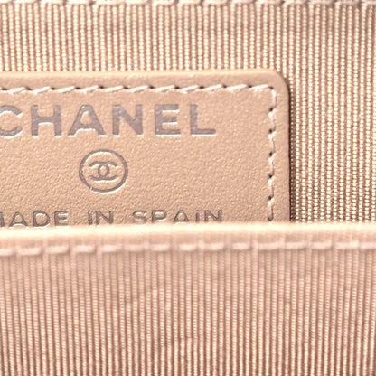 Chanel Metallic Caviar Chevron Quilted Zip Around Coin Purse Light Gold 6 of 10
