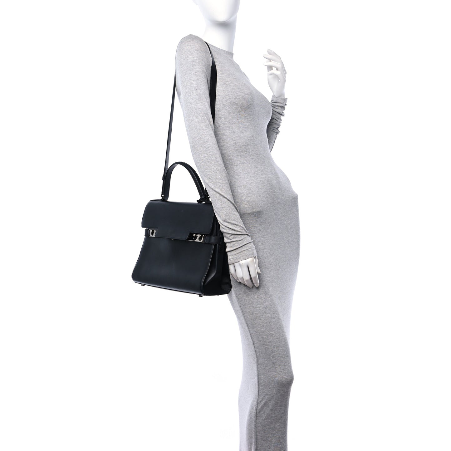 Calfskin MM Tempete Satchel Black