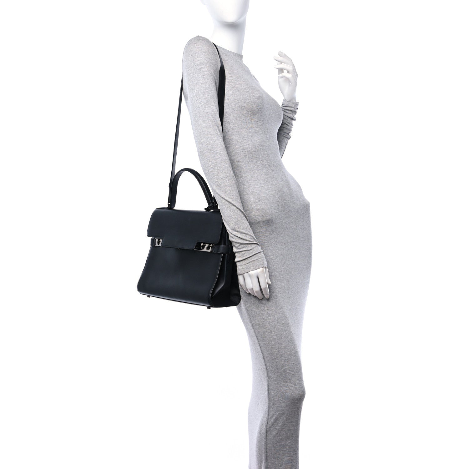 Delvaux Calfskin MM Tempete Satchel Black 3 of 14