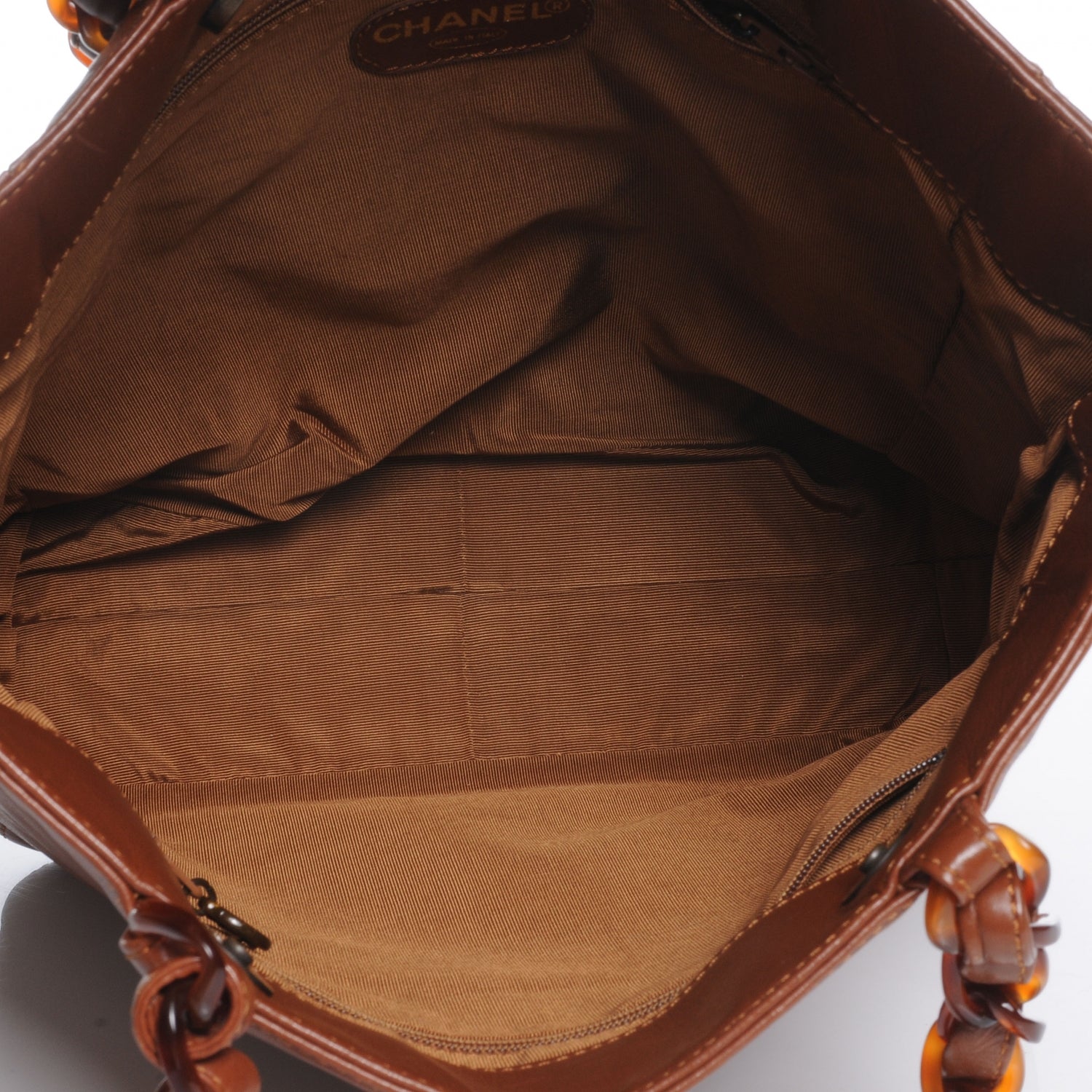Chanel Lambskin Tortoise Chain CC Tote Brown 5 of 7