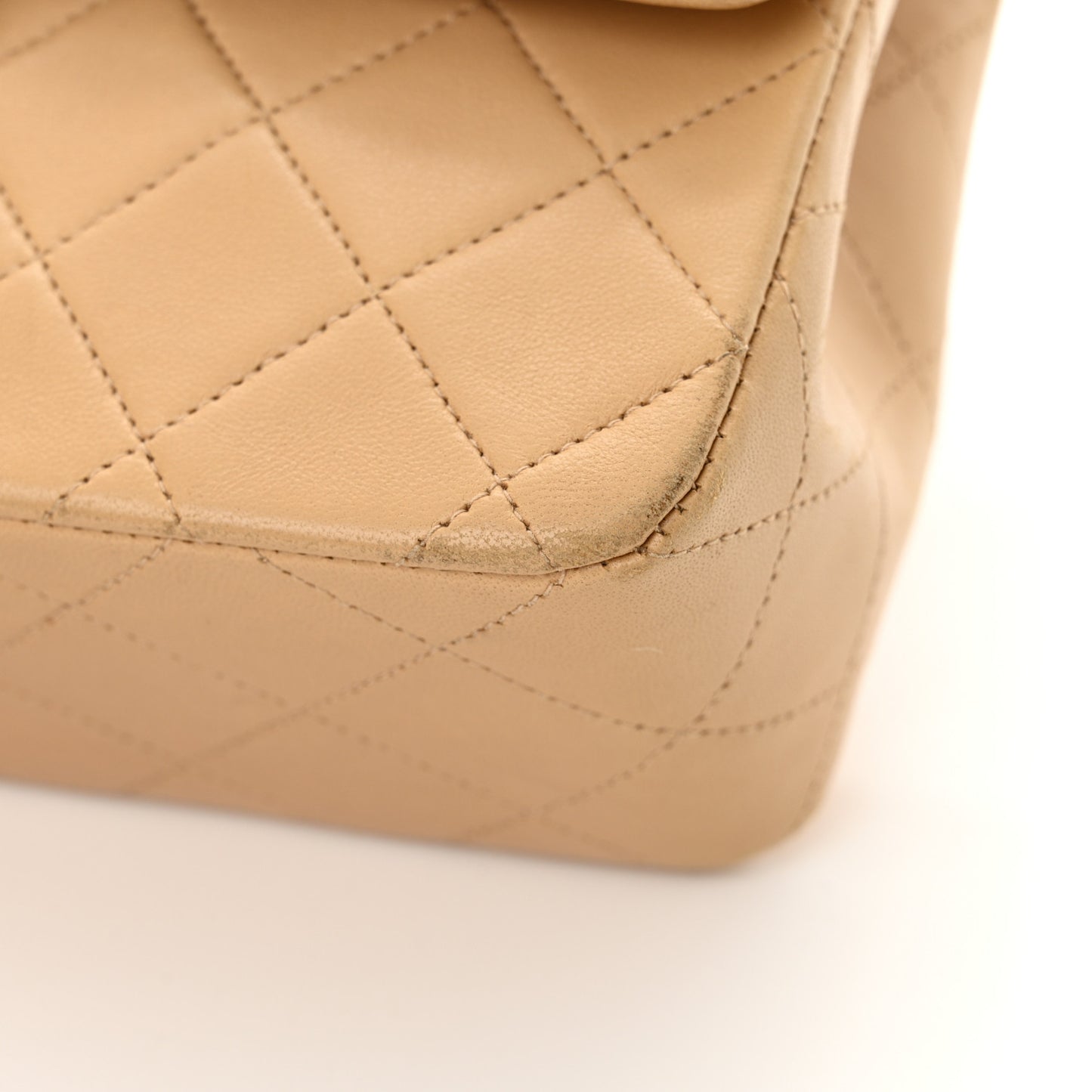 Lambskin Quilted Small Double Flap Beige