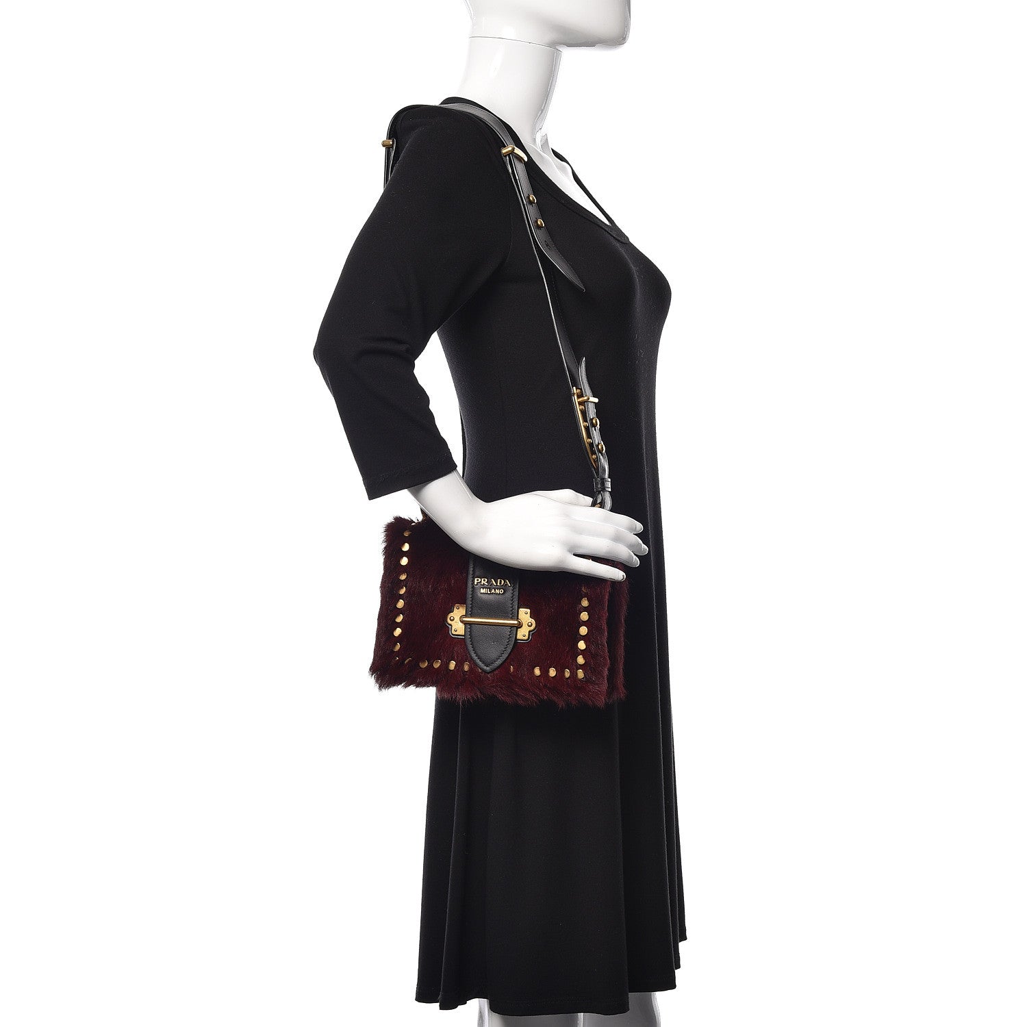 Prada Calf Hair City Calfskin Cahier Bag Granato Black 1 of 9
