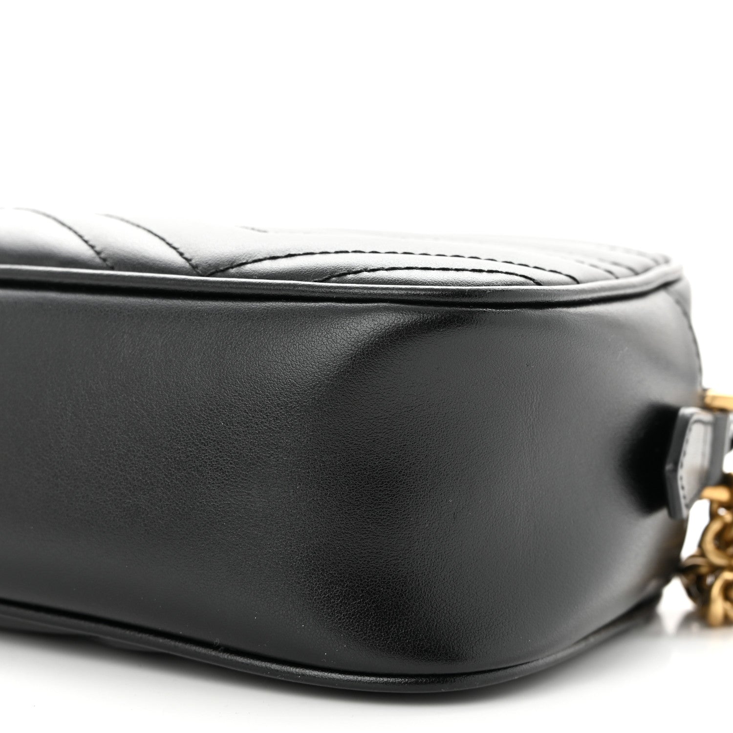 Gucci Calfskin Matelasse Small GG Marmont Chain Shoulder Bag Black 10 of 12