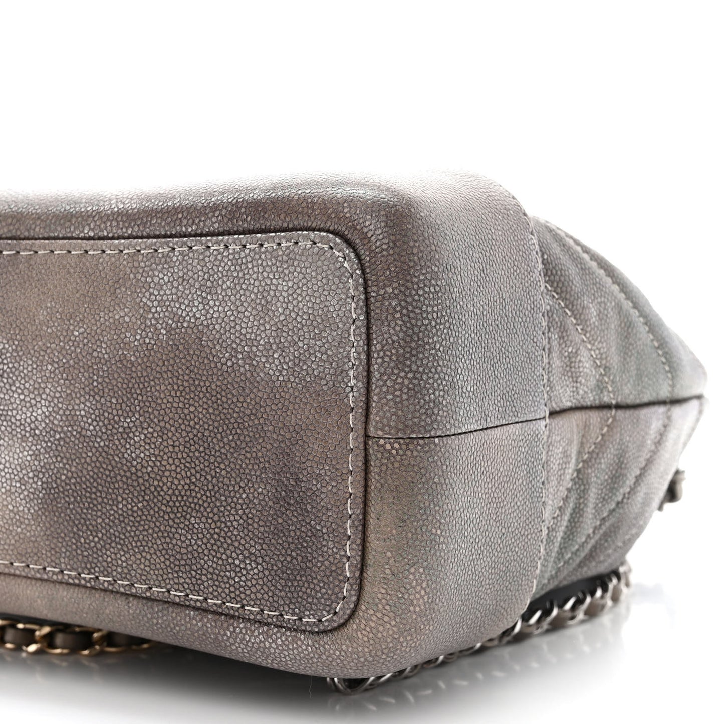 Metallic Grained Goatskin Chevron Quilted Gabrielle Backpack Silver