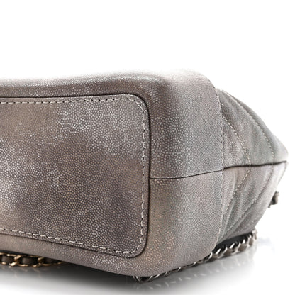 Chanel Metallic Grained Goatskin Chevron Quilted Gabrielle Backpack Silver 10 of 10