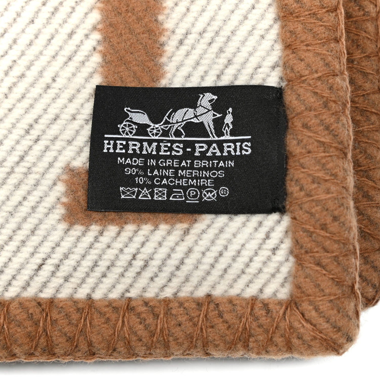 Hermes Wool Cashmere Avalon Blanket Ecru Camel 3 of 3