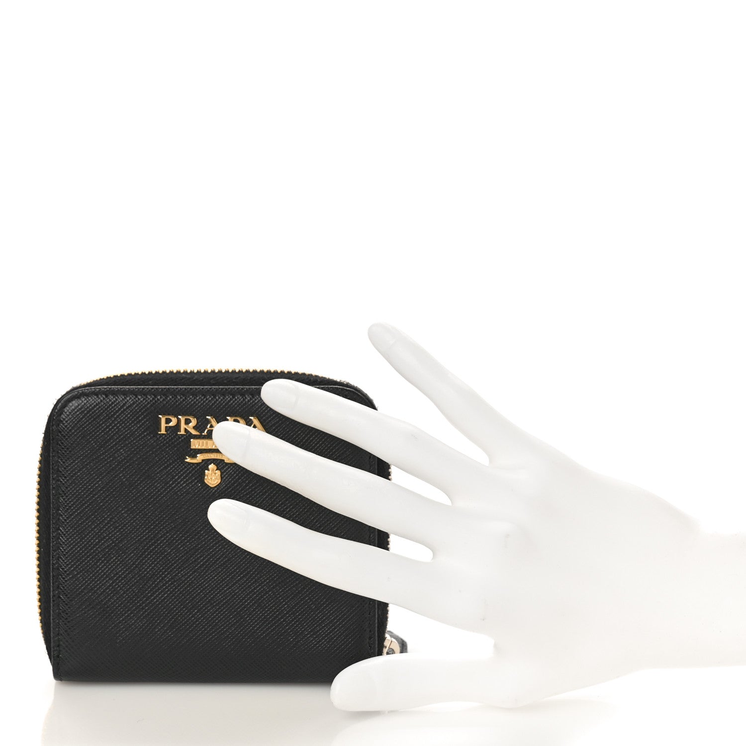 Prada Saffiano Metal Coin Purse Black 2 of 9