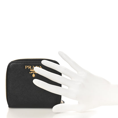 Prada Saffiano Metal Coin Purse Black 2 of 9