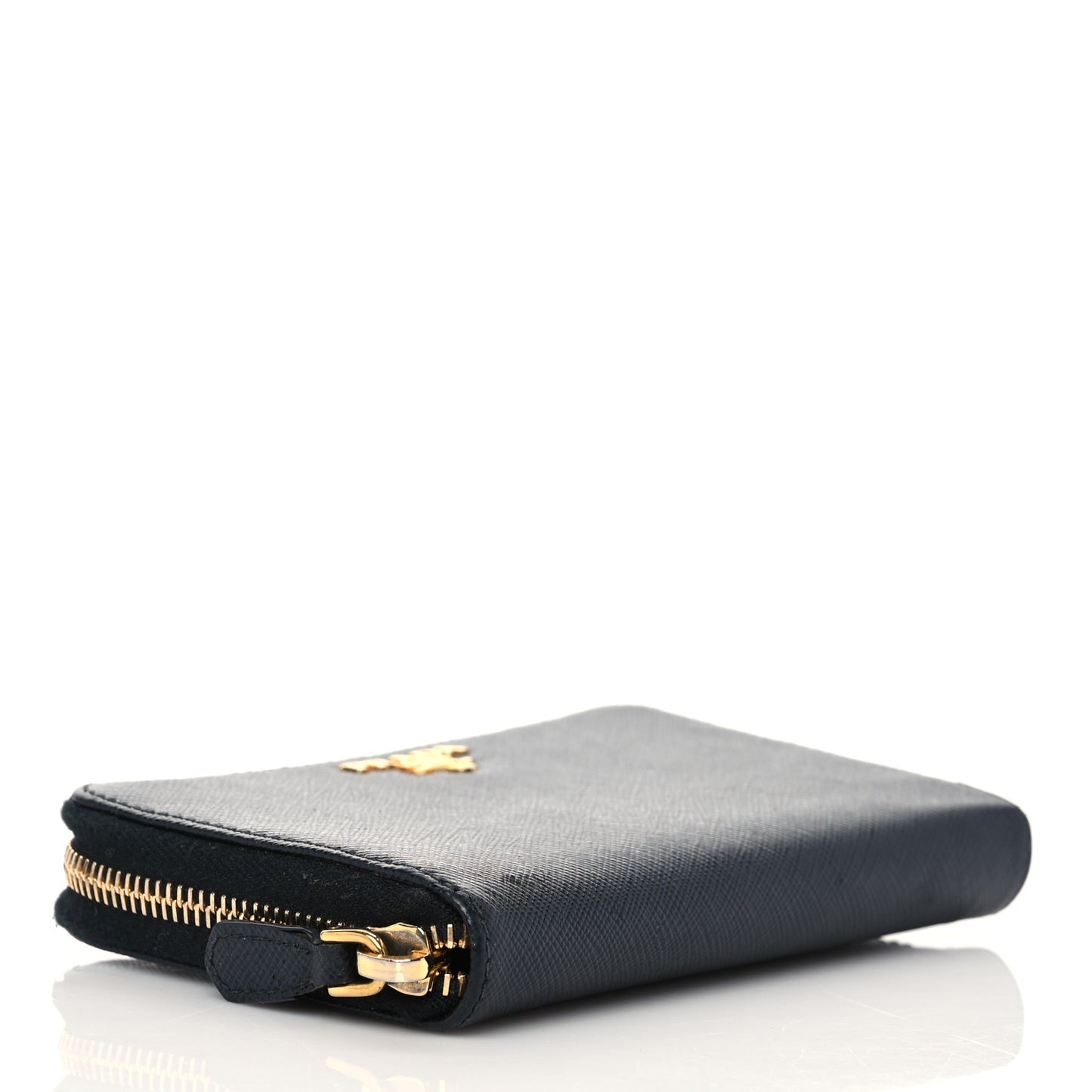 Saffiano Metal Zip Around Wallet Black