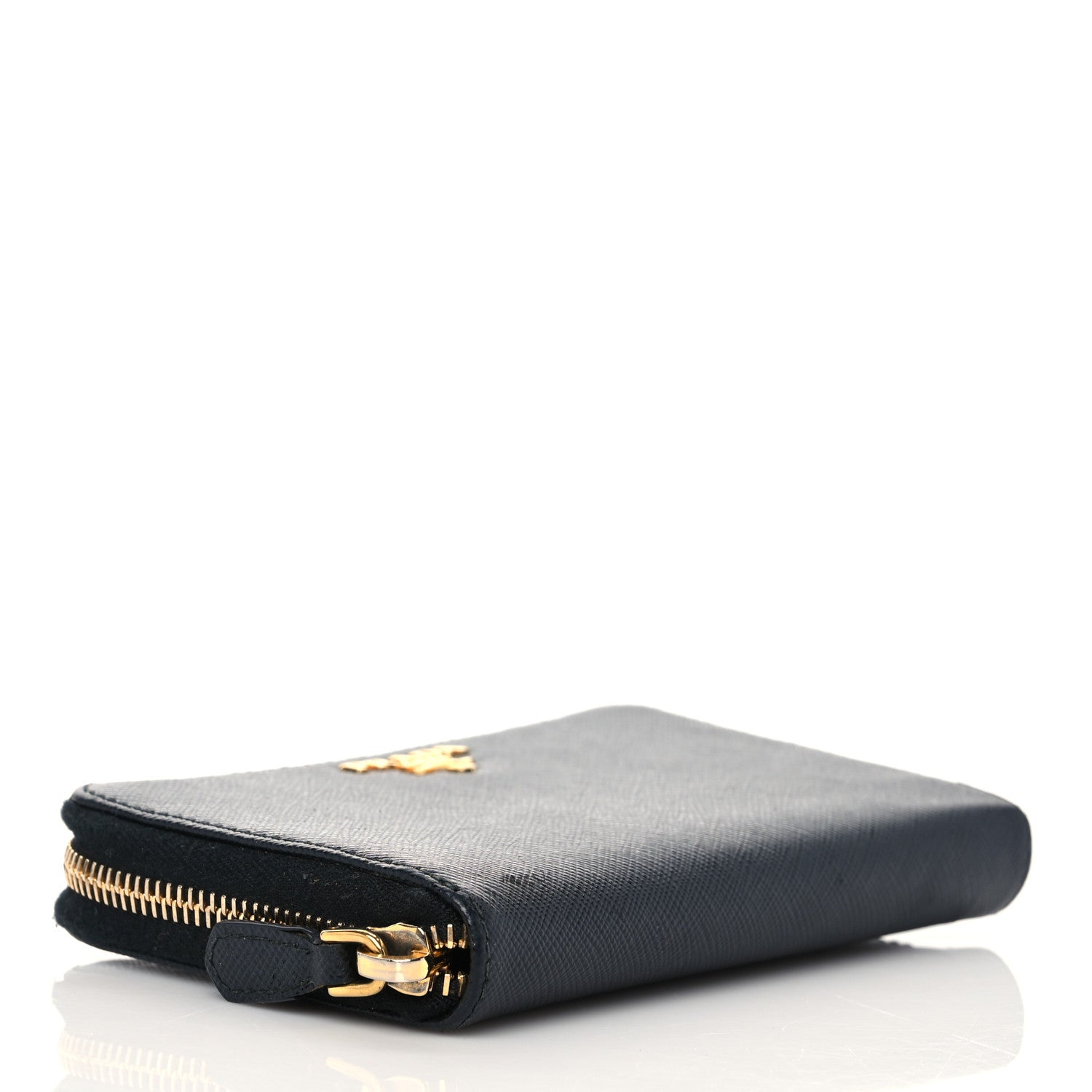 Prada Saffiano Metal Zip Around Wallet Black 3 of 5