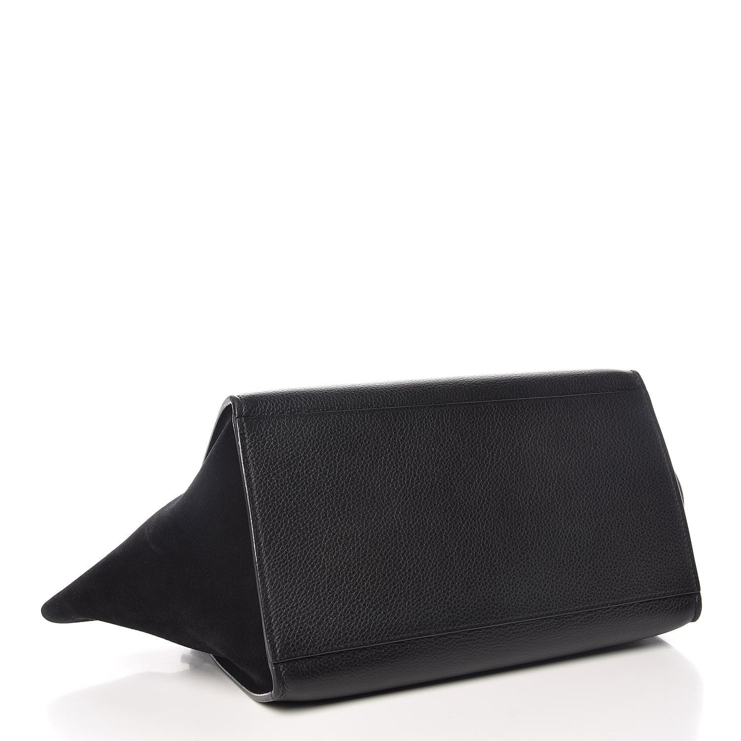 Drummed Calfskin Suede Small Trapeze Black