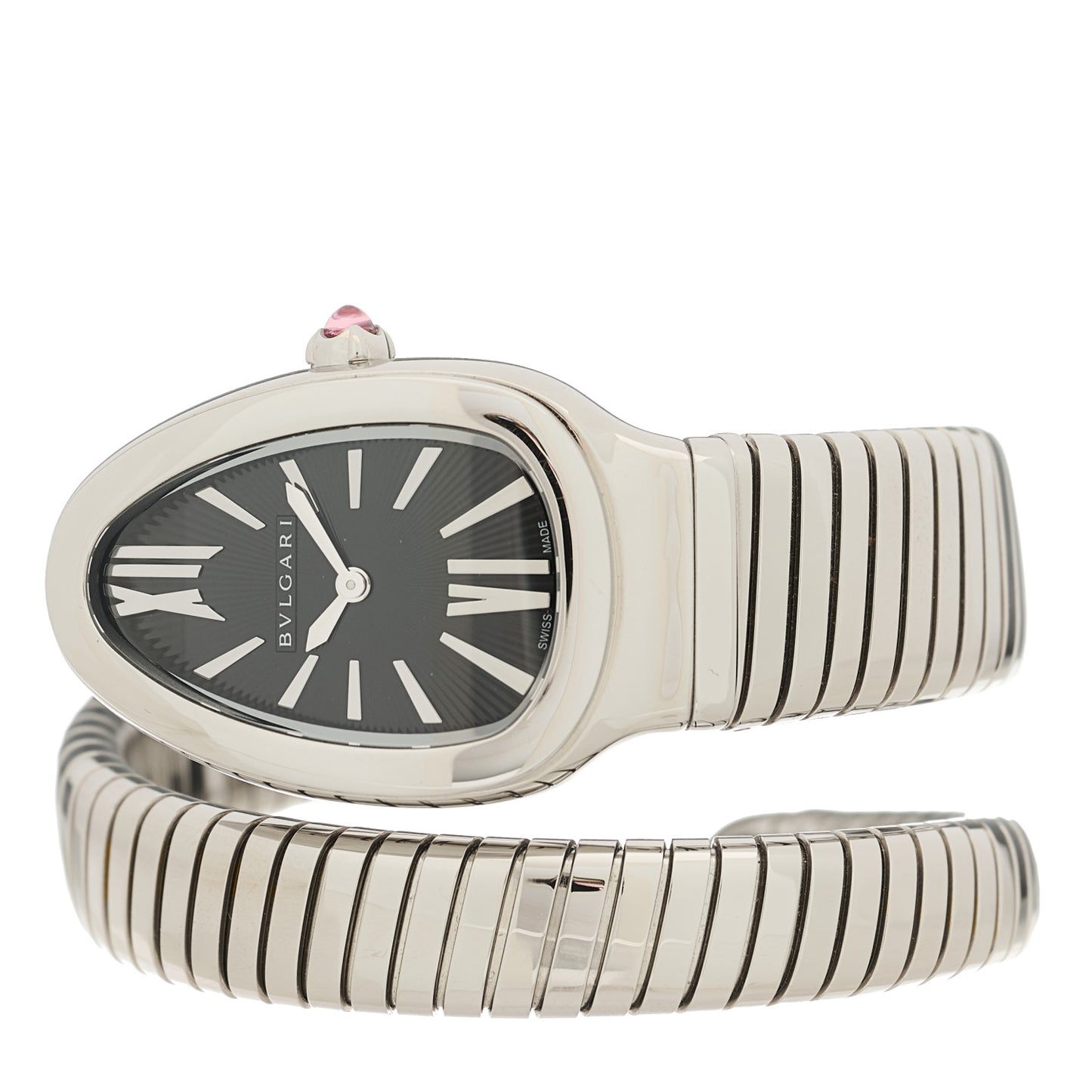 Stainless Steel 35mm Serpenti Tubogas Quartz Watch Black Black Black