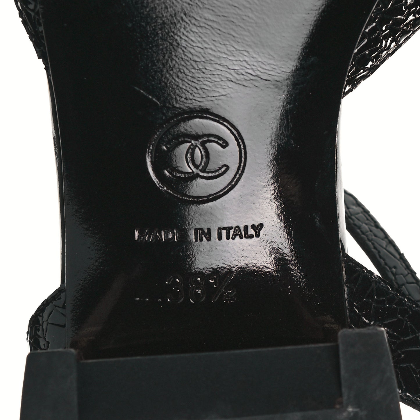 Patent Embossed Grosgrain Cap Toe Pearl Slingbacks 38.5 Black