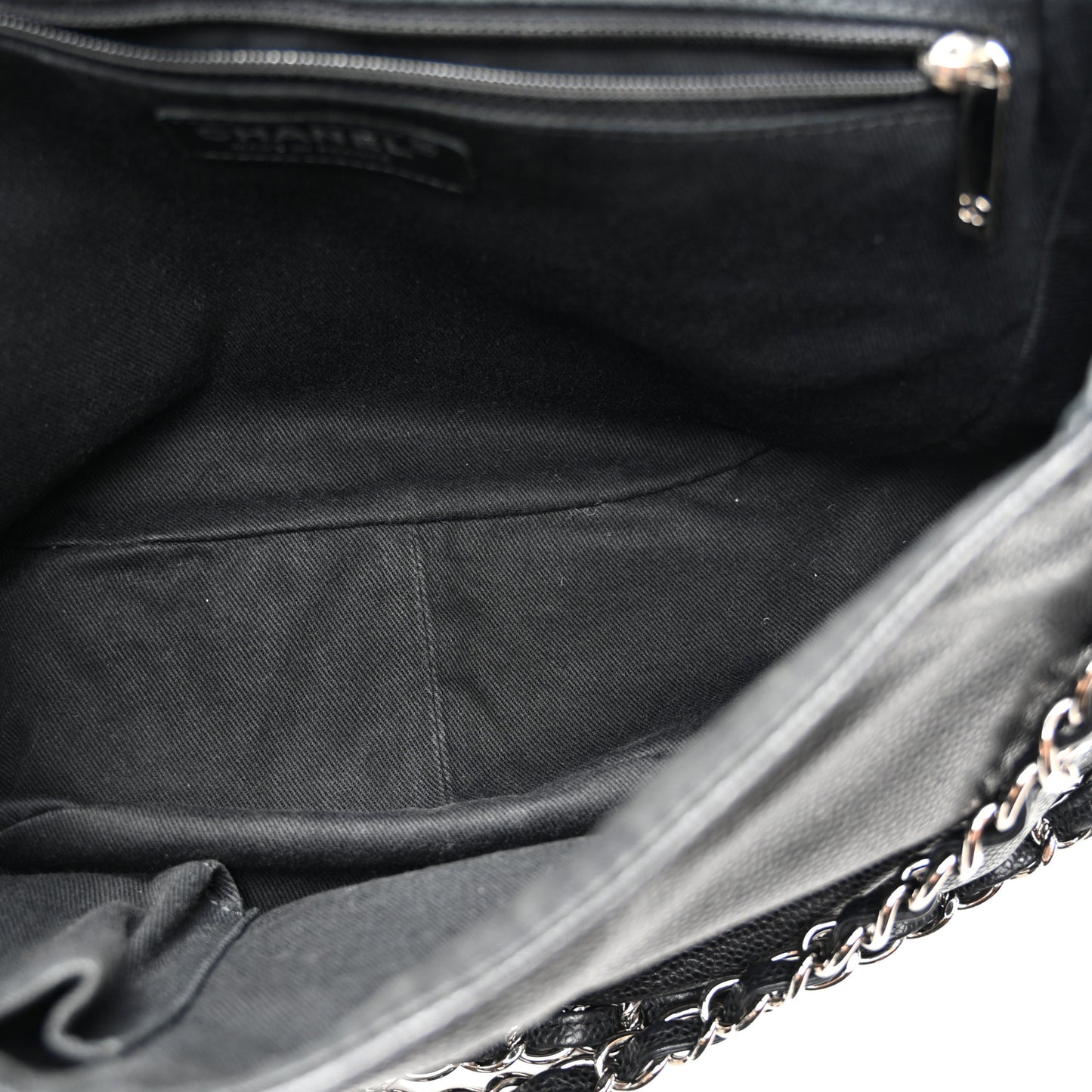 Caviar Half Moon Large Flap Black