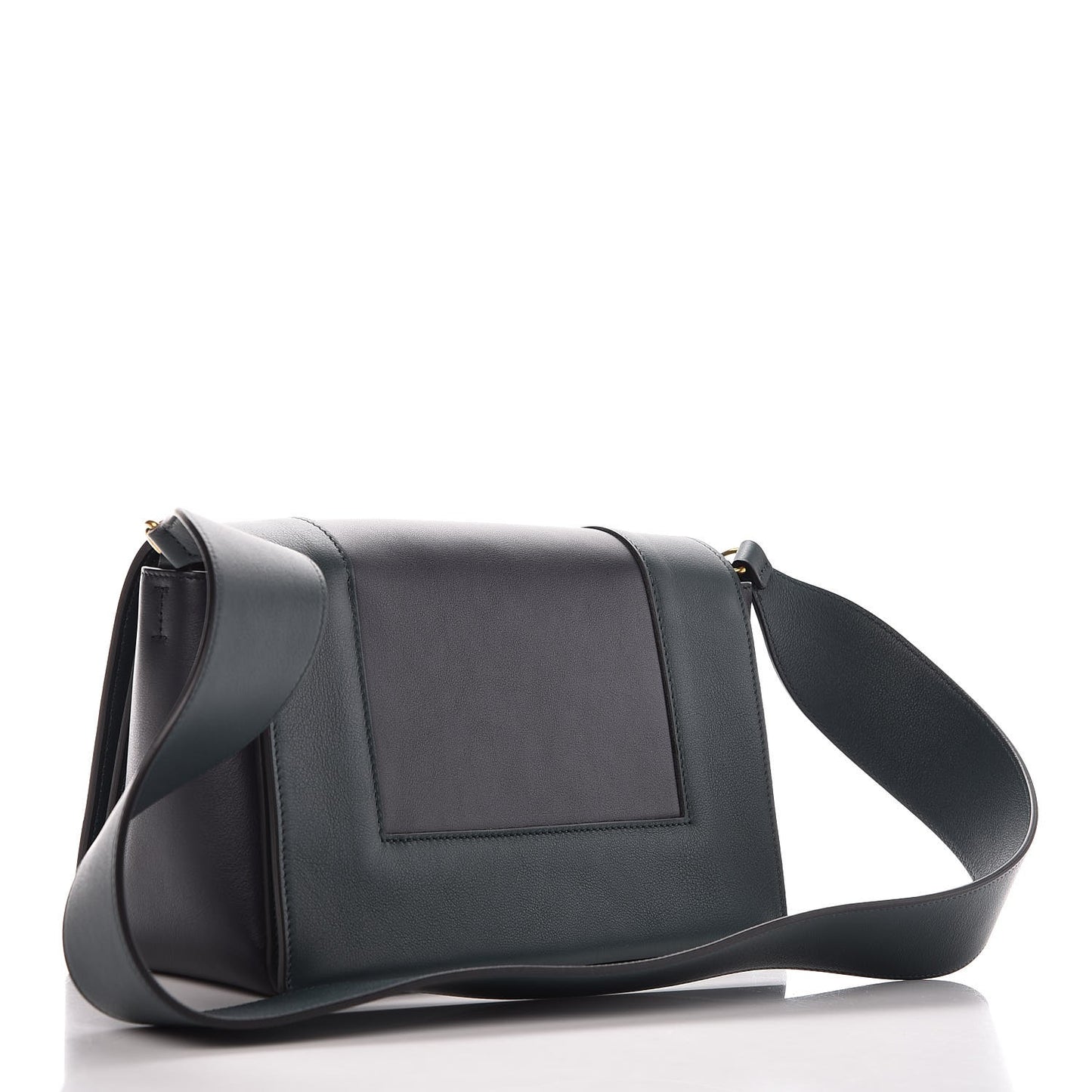 Shiny Smooth Calfskin Medium Frame Shoulder Bag Amazone Dark Navy
