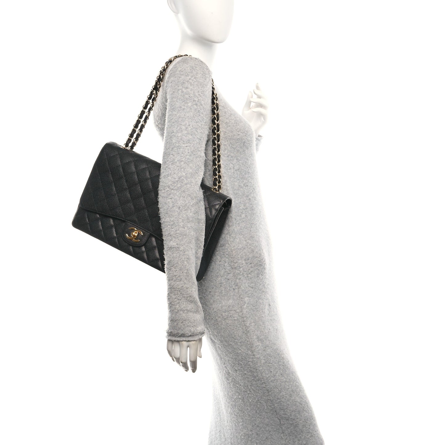 Caviar Quilted Maxi Double Flap Black