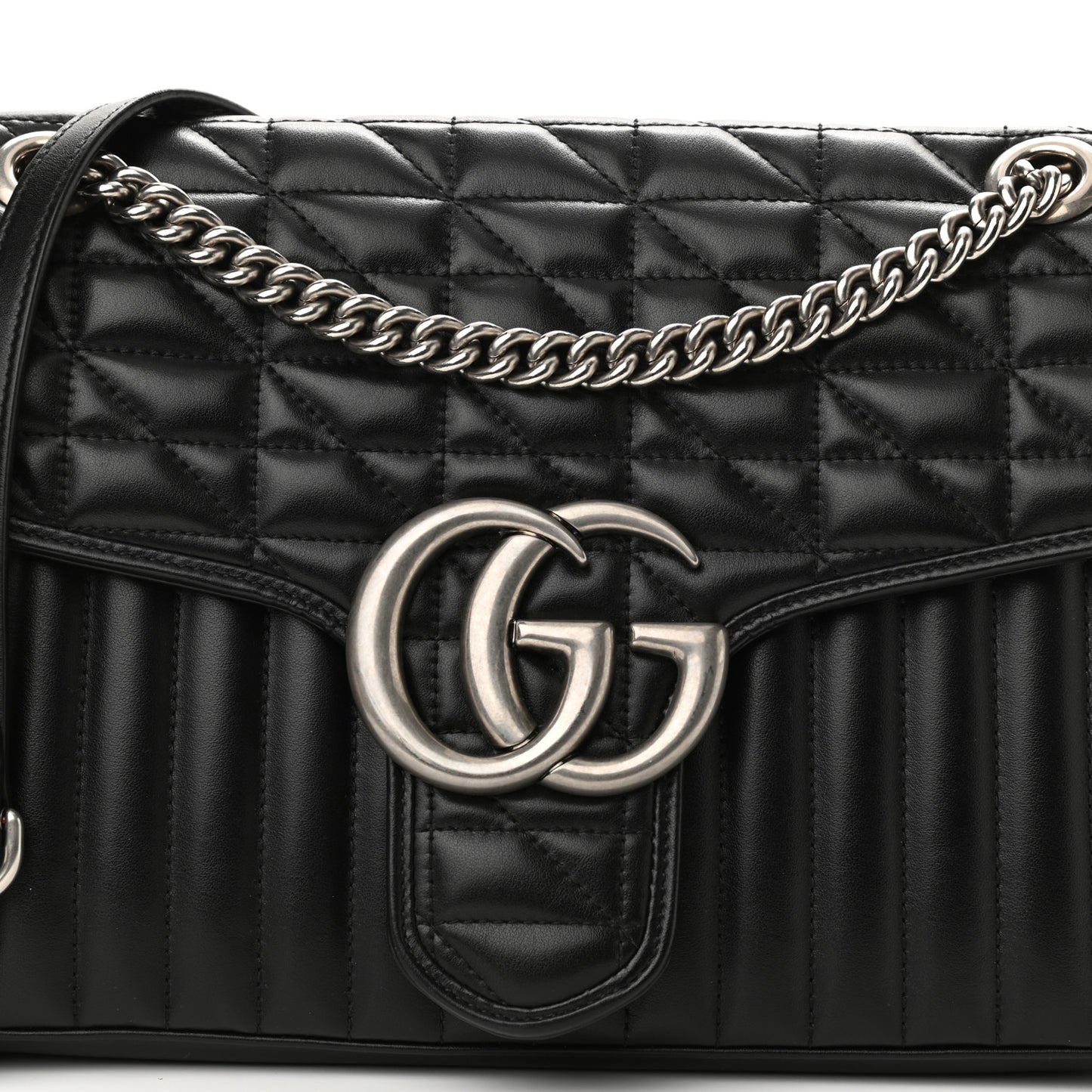 Calfskin Matelasse Aria Medium GG Marmont Shoulder Bag Black