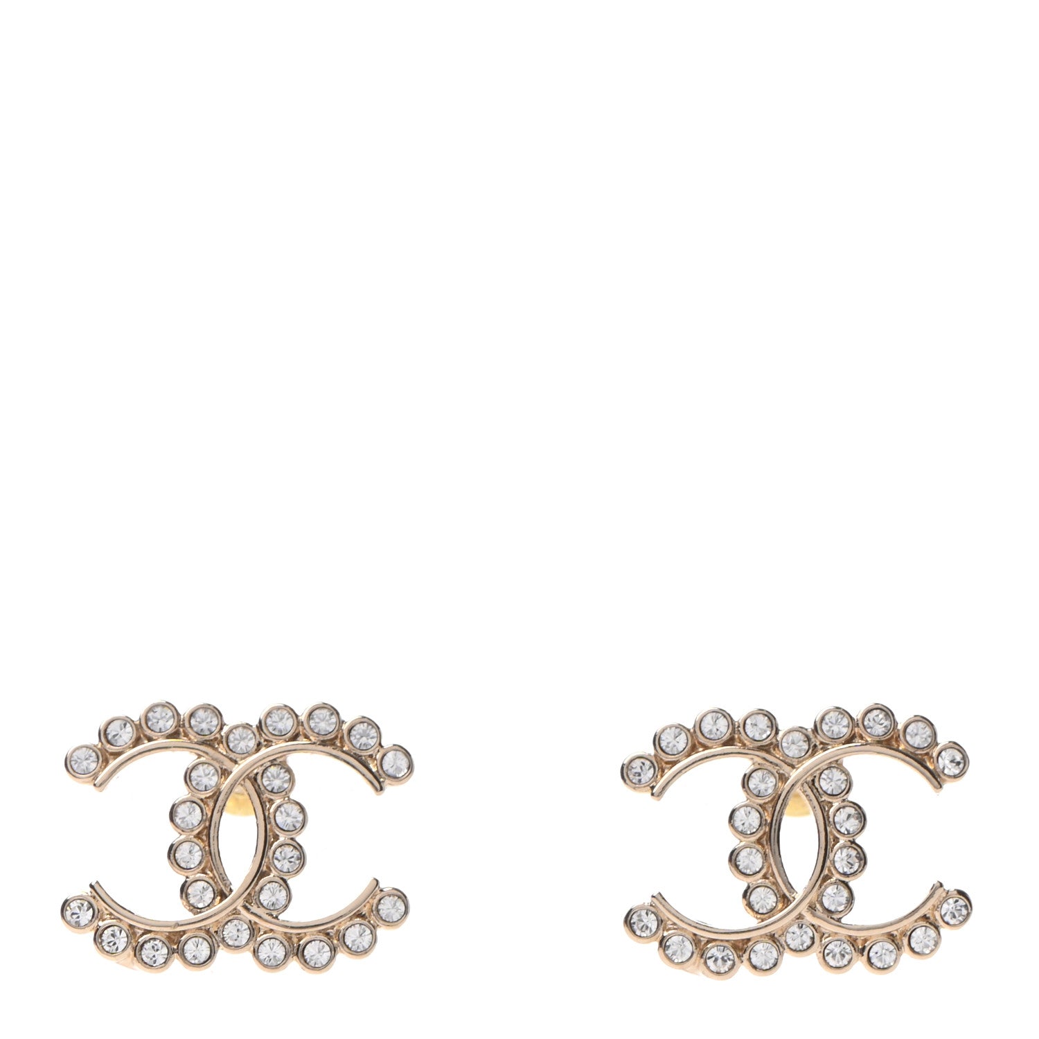 Chanel Crystal CC Earrings Gold 1 of 4