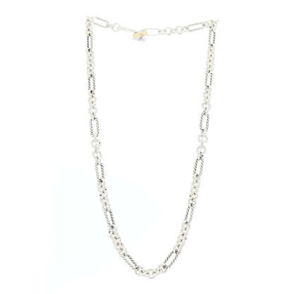 David Yurman Sterling Silver 18K Yellow Gold Link Figaro Link Toggle Necklace 2 of 5