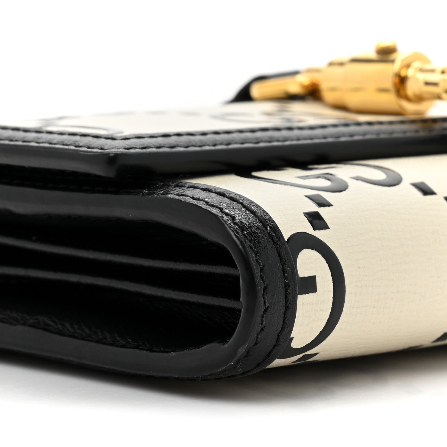 Gucci Azalea Calfskin GG Monogram Bi-Color Debossed Jackie 1961 Chain Wallet Mystic White Black 11 of 11
