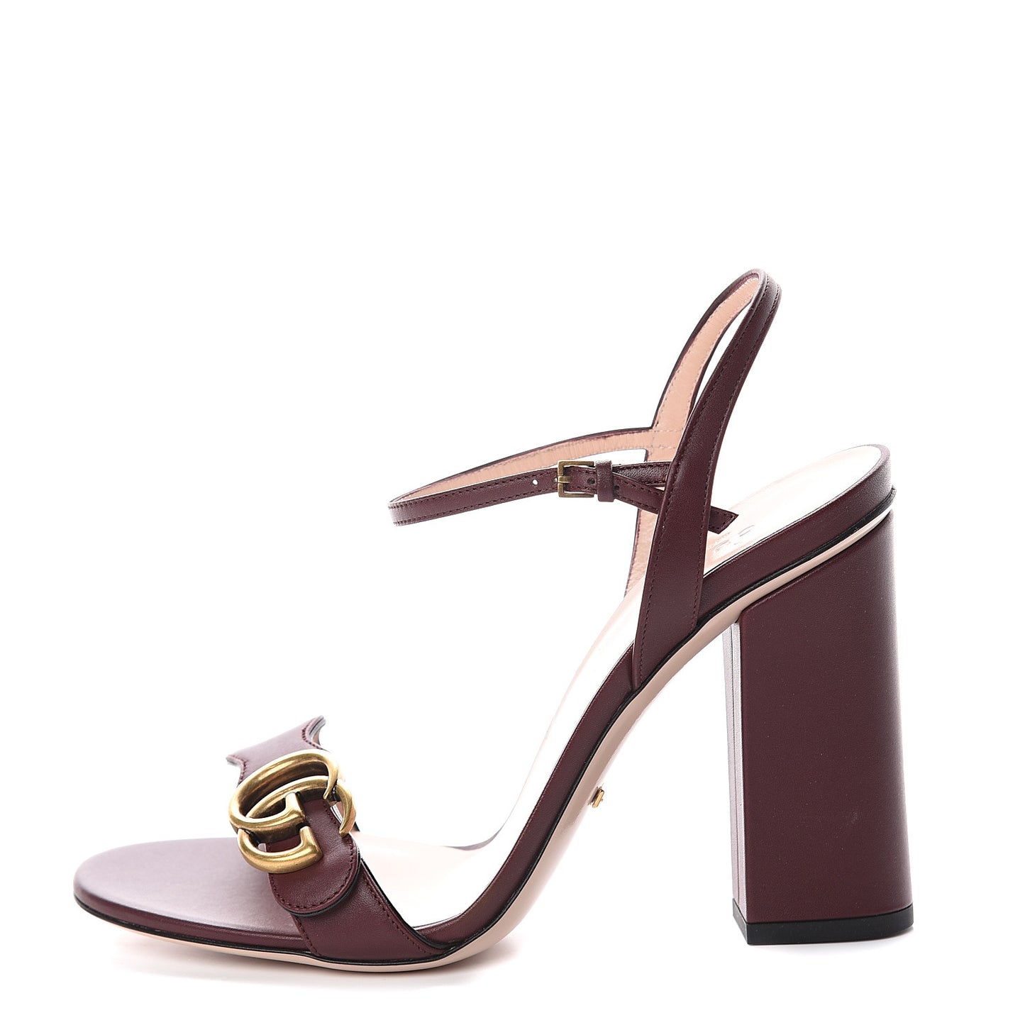Lifford Calfskin GG Marmont Ankle Wrap 105mm Sandals 39 Vintage Bordeaux
