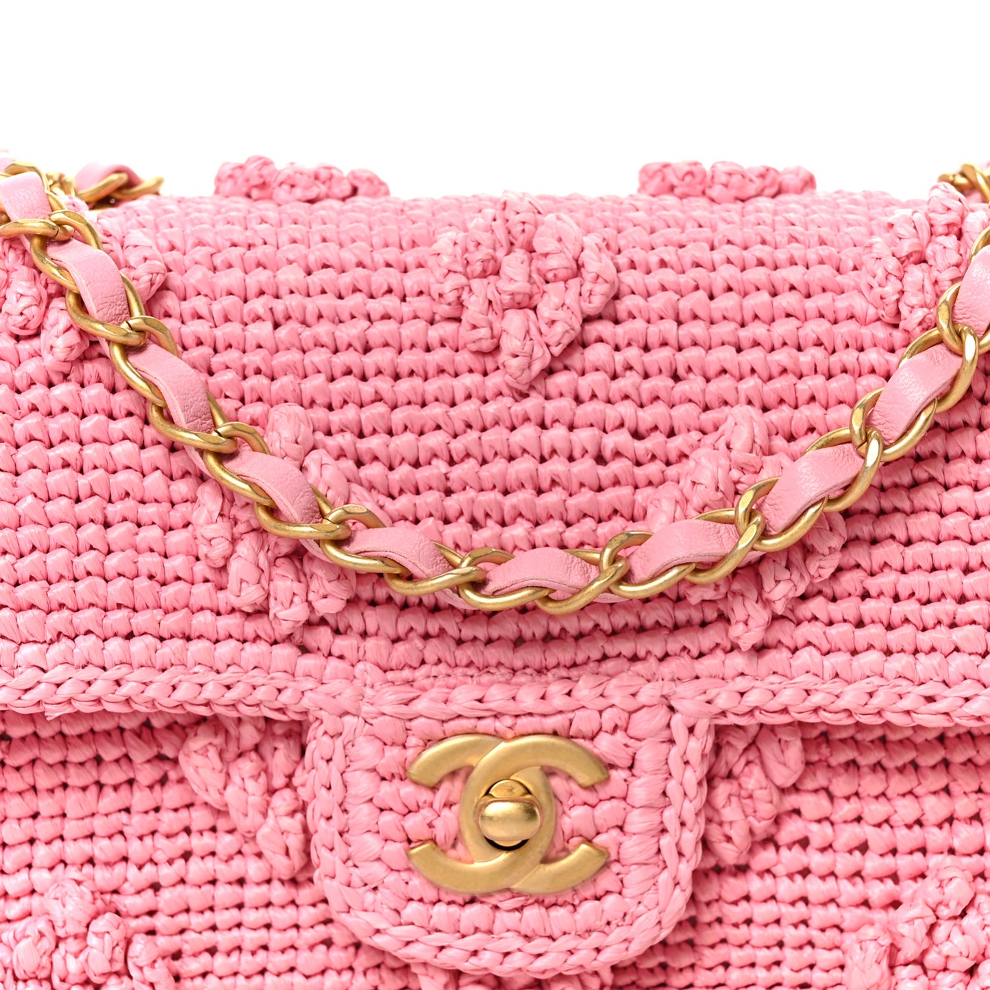Raffia Small Dolce Raffia Flap Bag Pink