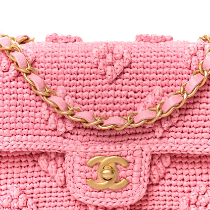 Chanel Raffia Small Dolce Raffia Flap Bag Pink 10 of 13