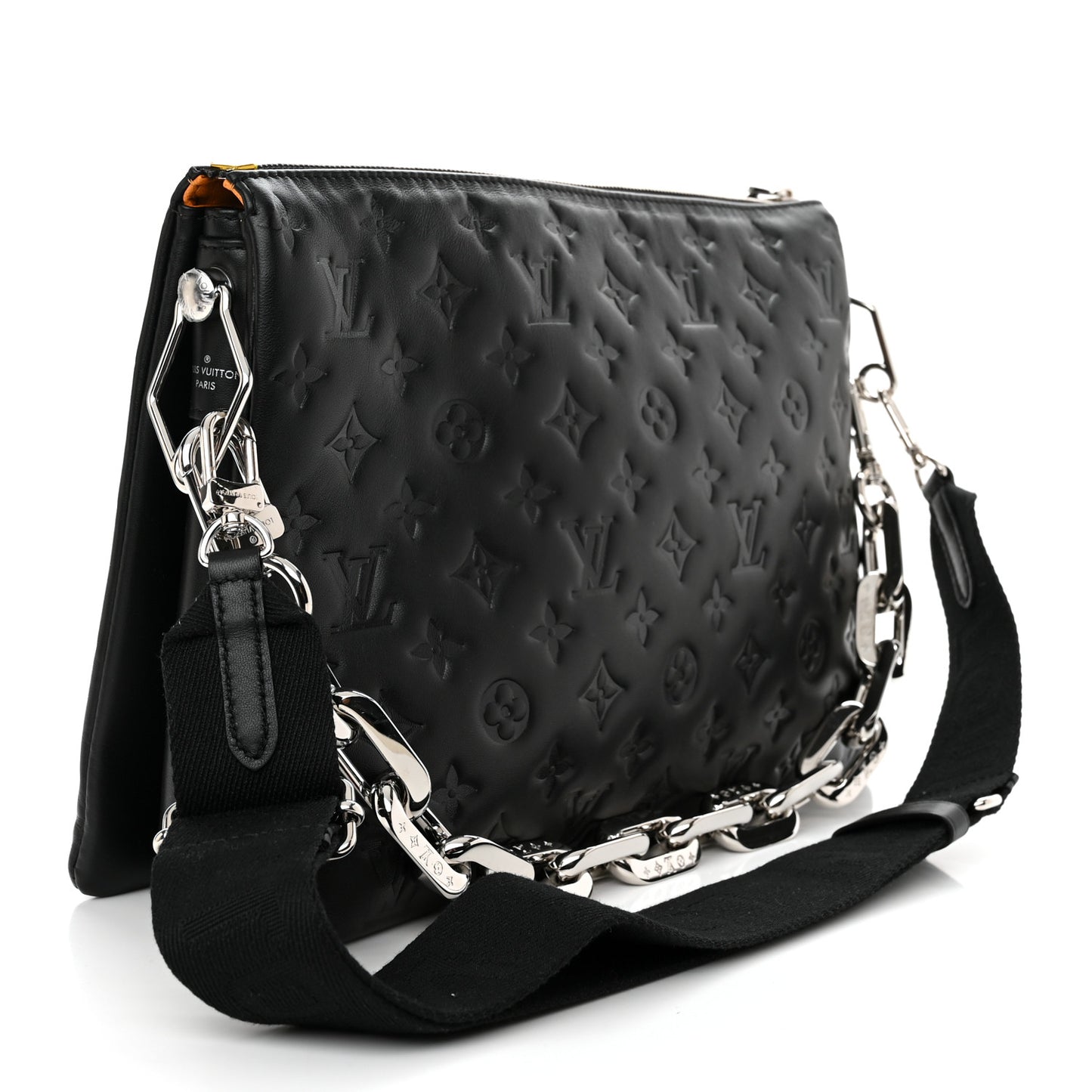 Lambskin Embossed Monogram Coussin MM Black