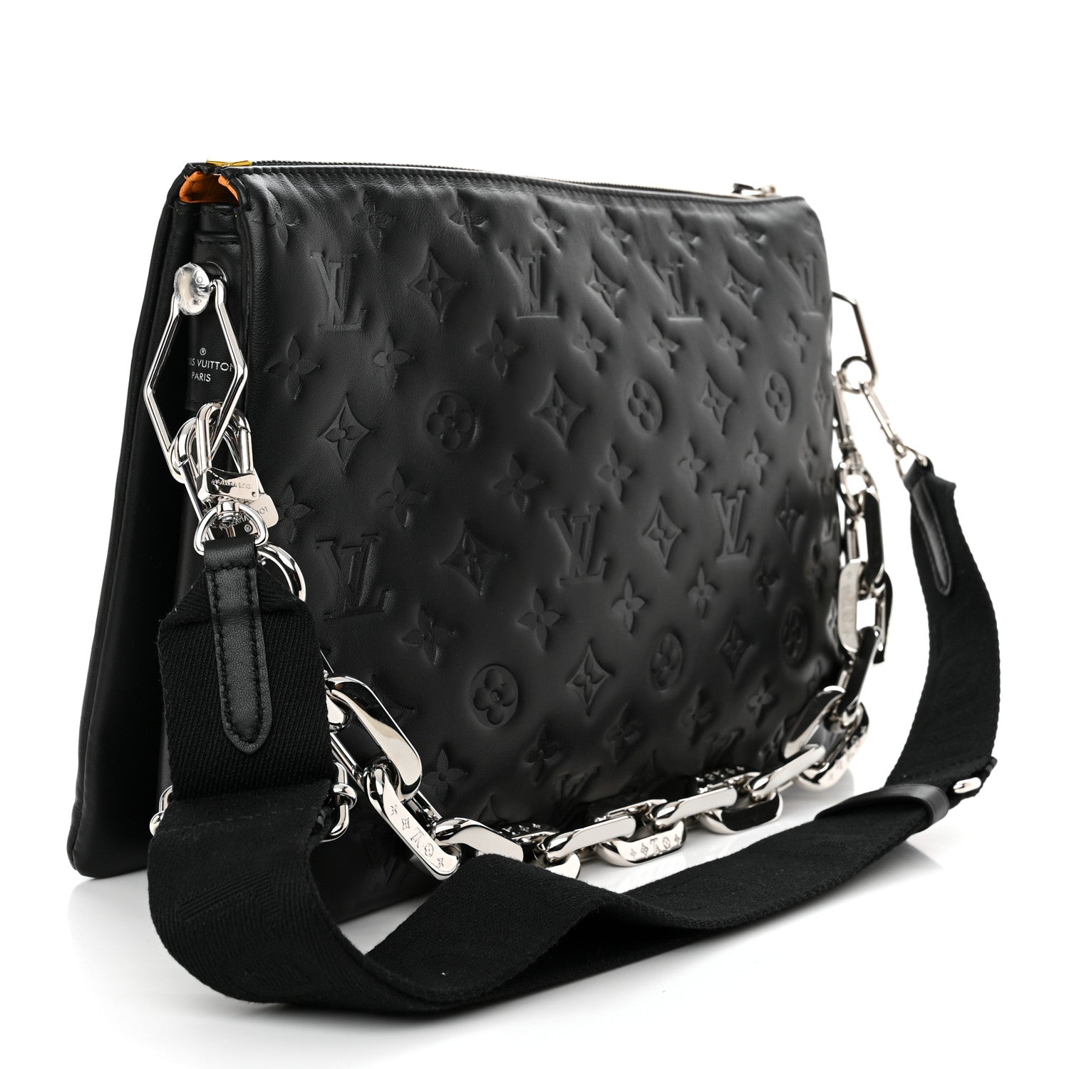 Louis Vuitton Lambskin Embossed Monogram Coussin MM Black 3 of 11