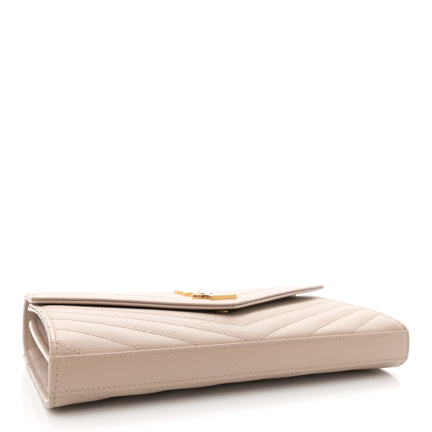 Saint Laurent Grain De Poudre Matelasse Chevron Monogram Chain Wallet Nude Powder 4 of 12