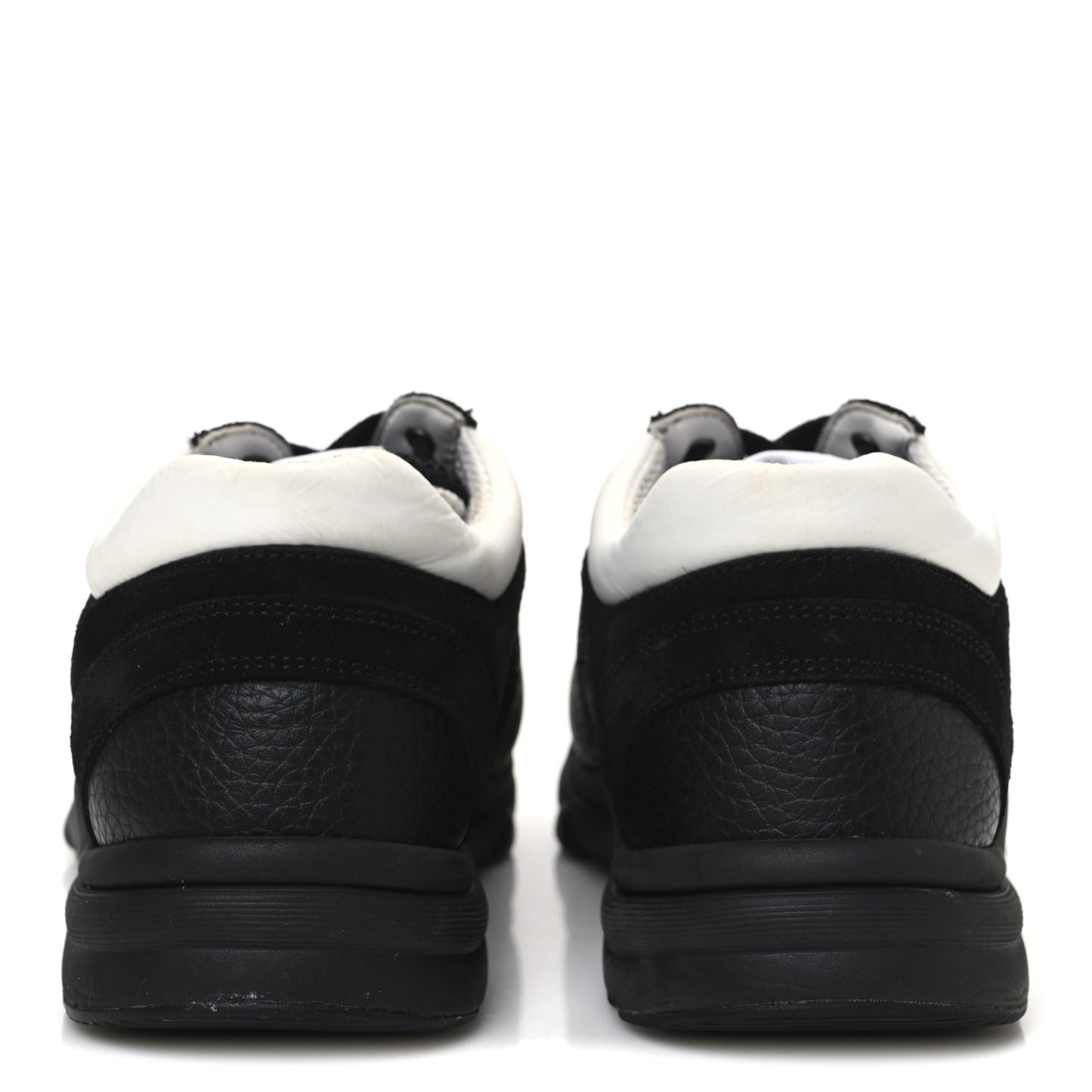 Mesh Suede Grained Calfskin Womens CC Sneakers 39 Black White
