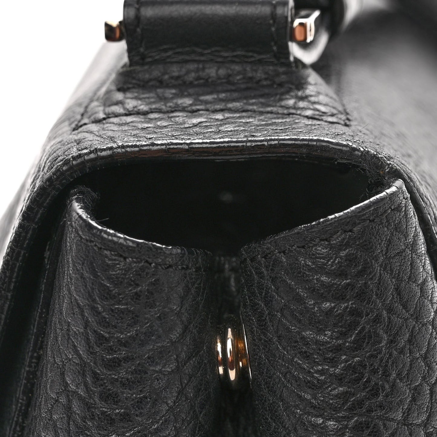 Pebbled Calfskin Double Sided PS Courier Bag Black