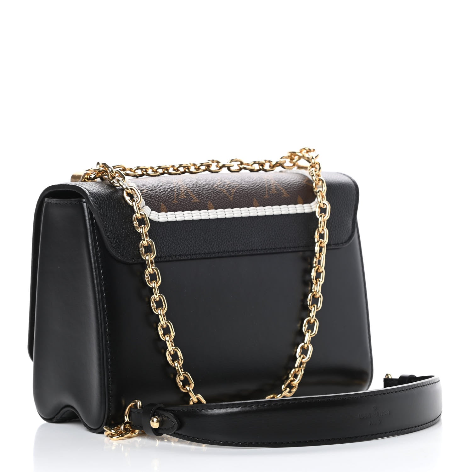 Louis Vuitton Calfskin Monogram Braided Twist Shoulder Bag MM Black 3 of 9