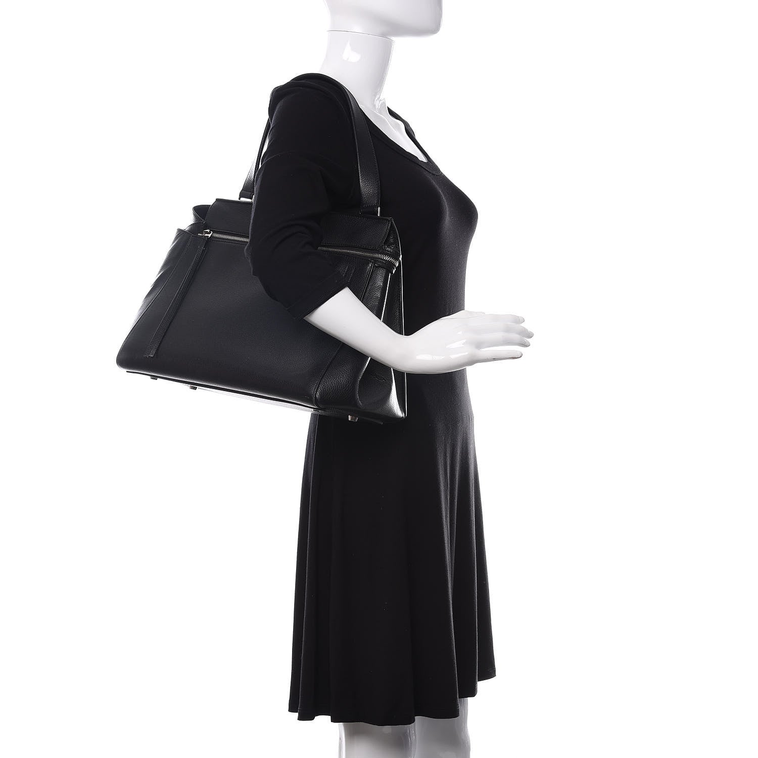Celine Supple Calfskin Medium Edge Shoulder Bag Black 2 of 13