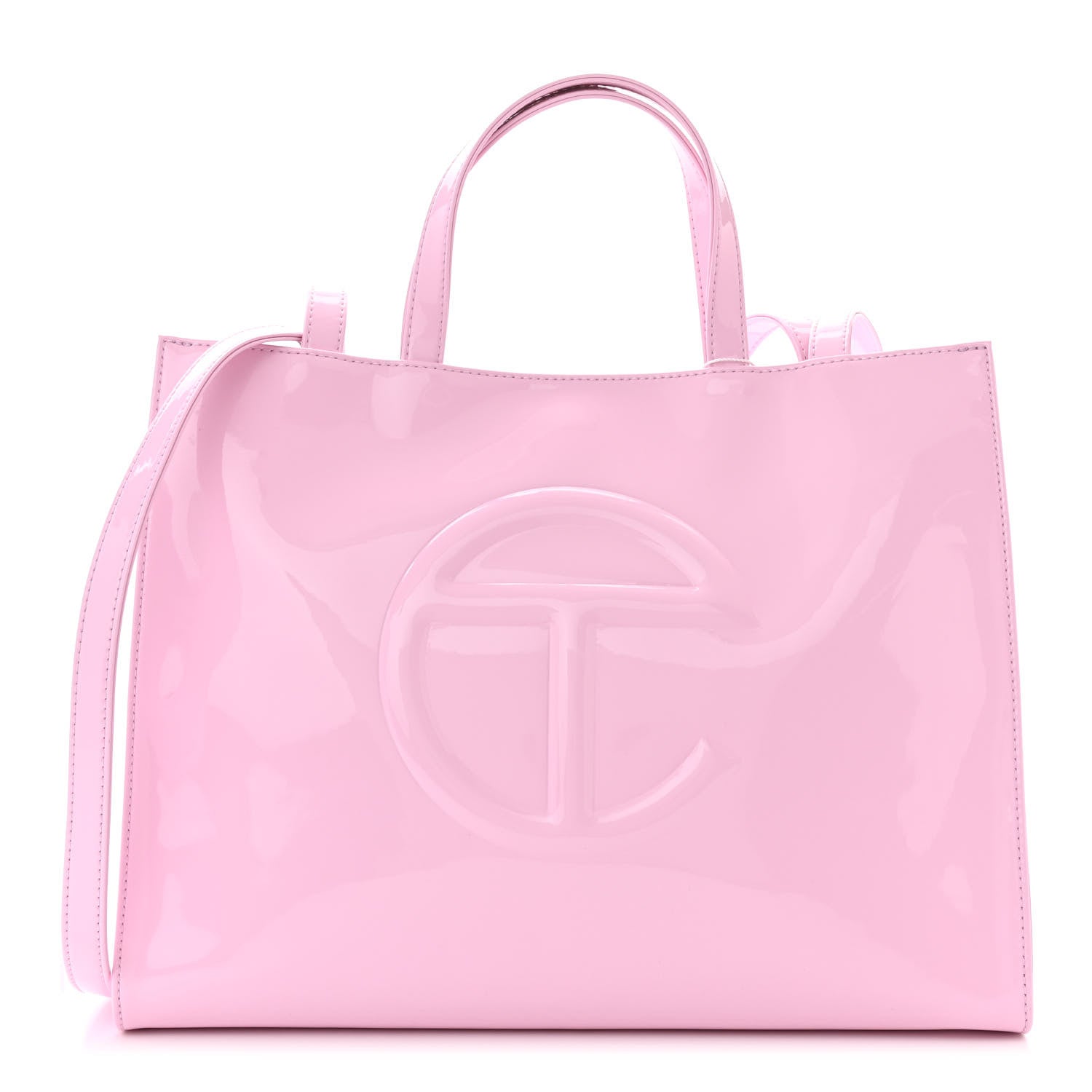 Telfar Patent Vegan Leather Medium Shopping Bag Bubblegum 1 of 11