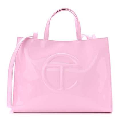 Telfar Patent Vegan Leather Medium Shopping Bag Bubblegum 1 of 11
