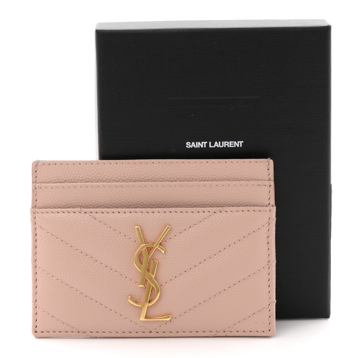 Grain De Poudre Matelasse Chevron Monogram Credit Card Case Pale Pink