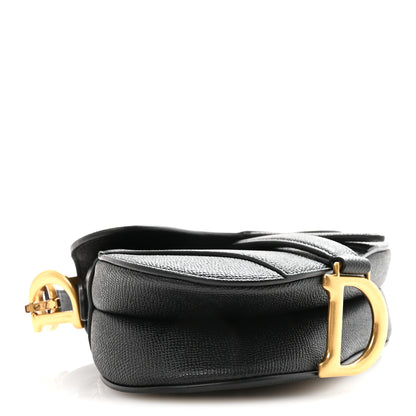 Christian Dior Grained Calfskin Mini Saddle Bag With Strap Black 5 of 11