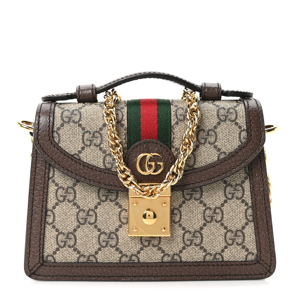 Gucci GG Supreme Monogram Textured Dollar Calfskin Web Mini Ophidia ...