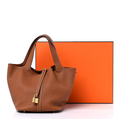 Hermes Taurillon Clemence Picotin Lock 22 MM Gold 9 of 9