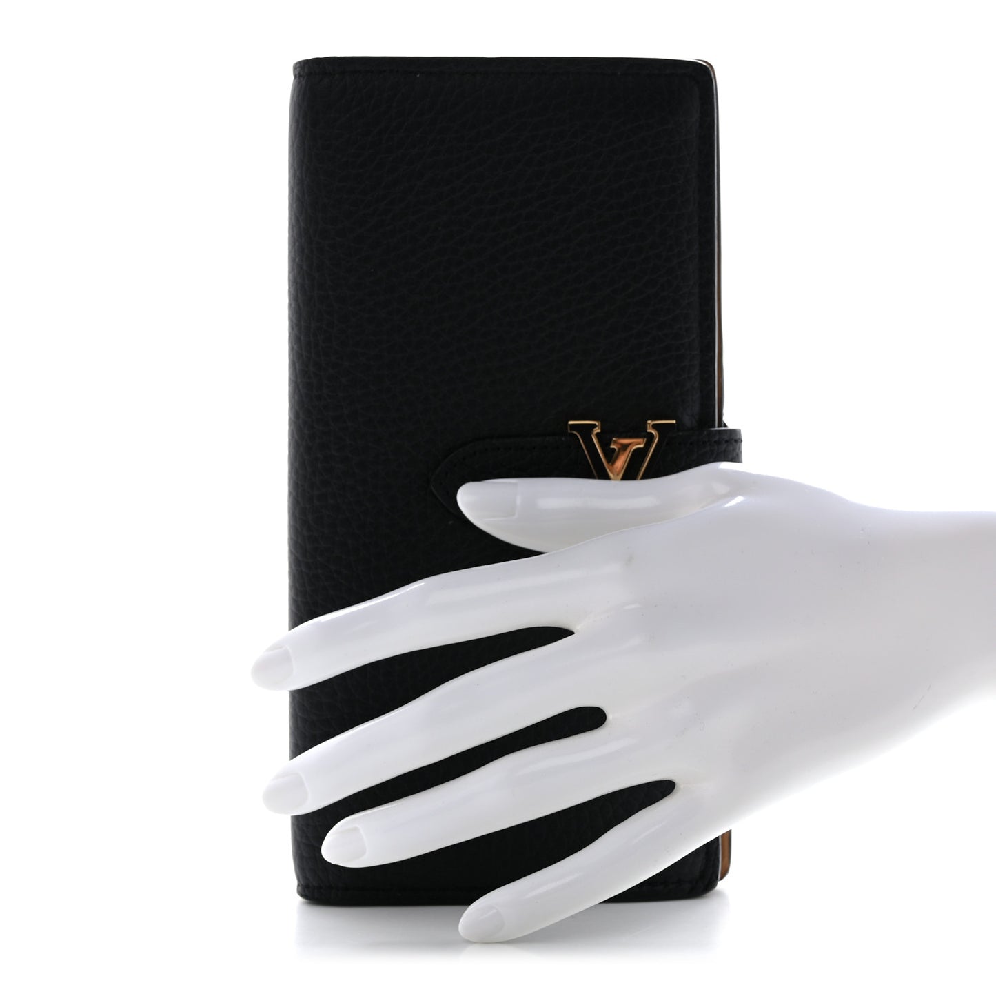 Taurillon LV Vertical Capucines Wallet Black Arizona