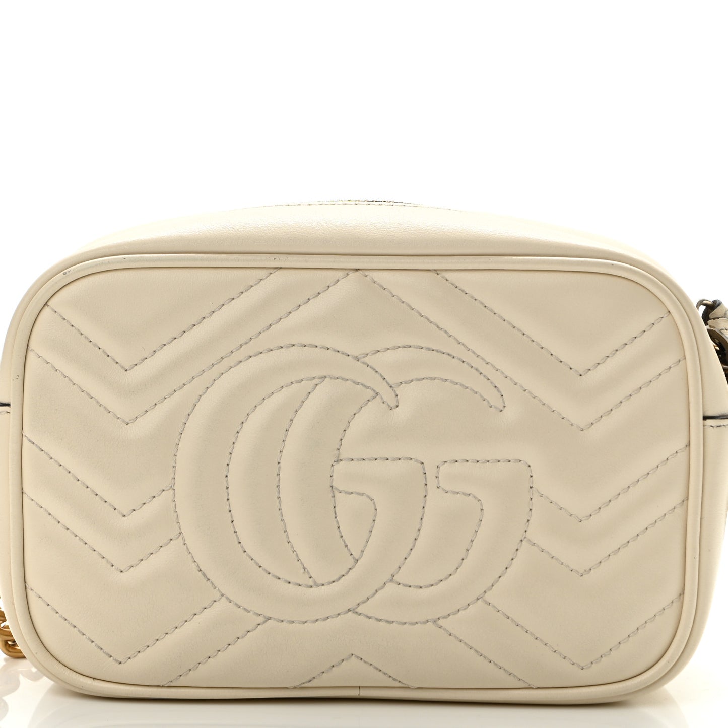 Calfskin Matelasse Mini GG Marmont Chain Shoulder Bag White