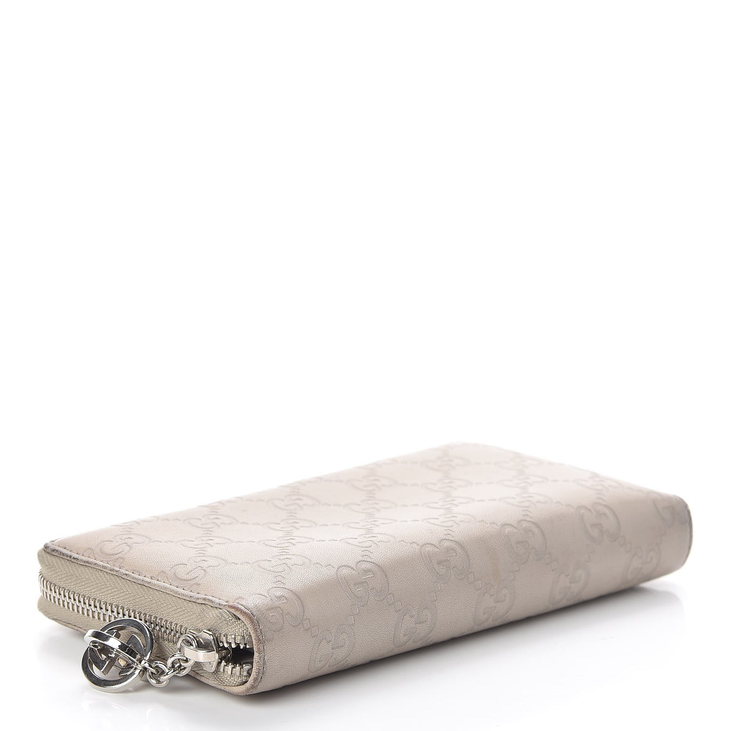 Guccissima Large Twins Zip Around Wallet White