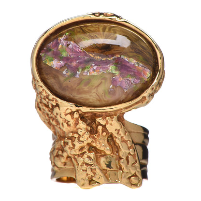 Saint Laurent Glass Cabochon Arty Ovale Ring 8 Gold 1 of 4