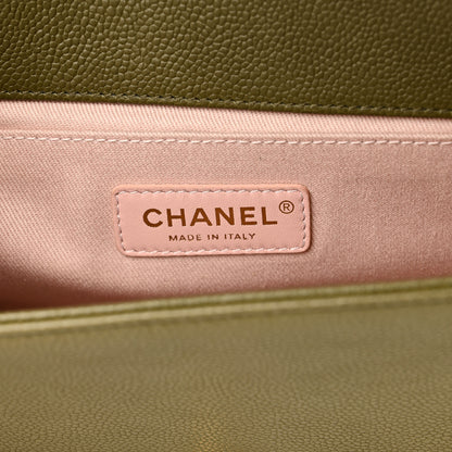 Chanel Caviar Quilted Medium Boy Flap Khaki 6 of 10