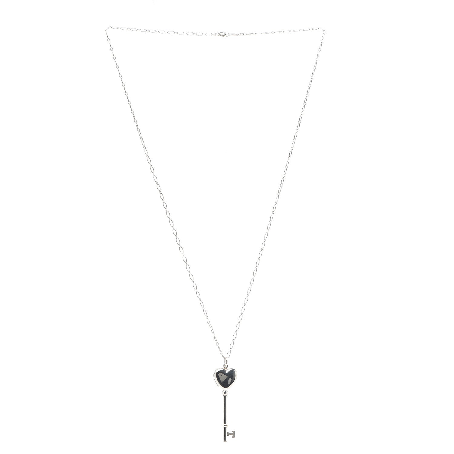 Tiffany Sterling Silver Heart Key Locket Pendant Necklace 3 of 6