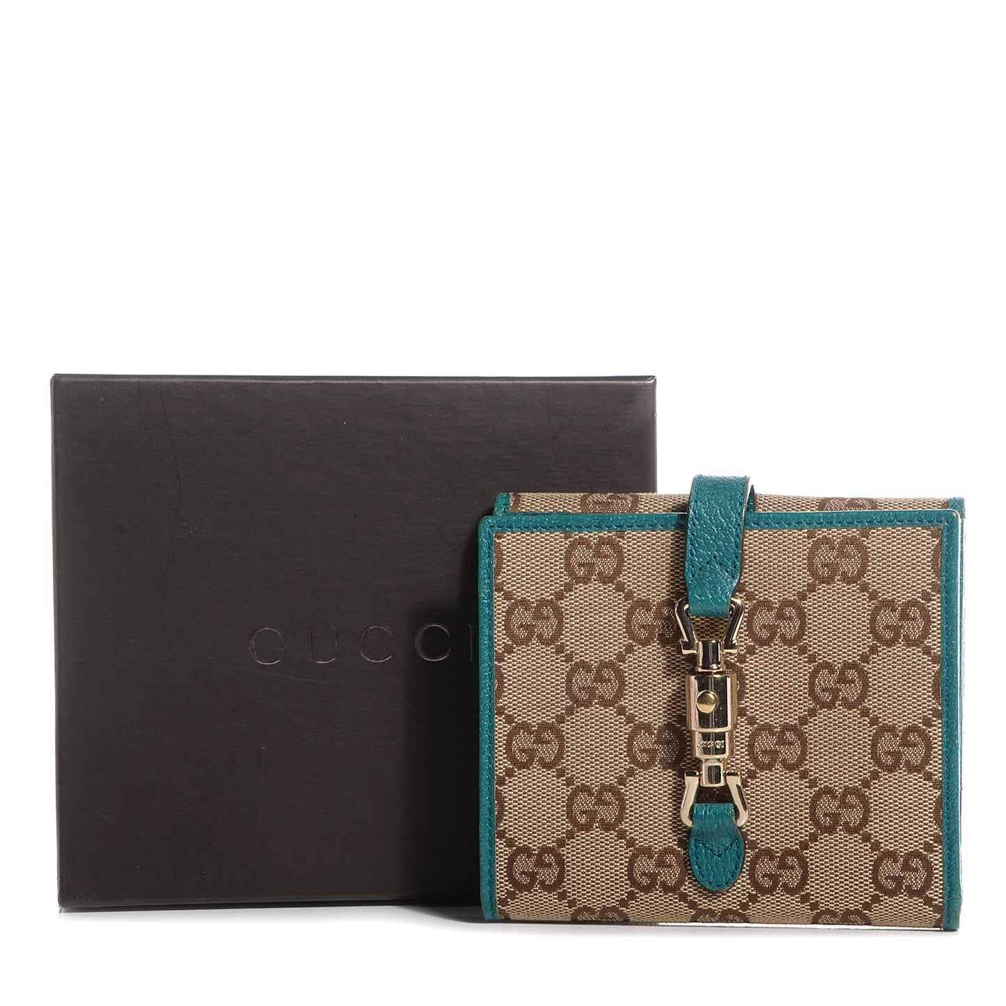 Monogram Piston Lock Compact Wallet Turquoise