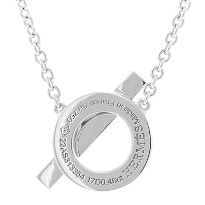 Hermes 18K White Gold Diamond Finesse Pendant Necklace 4 of 6