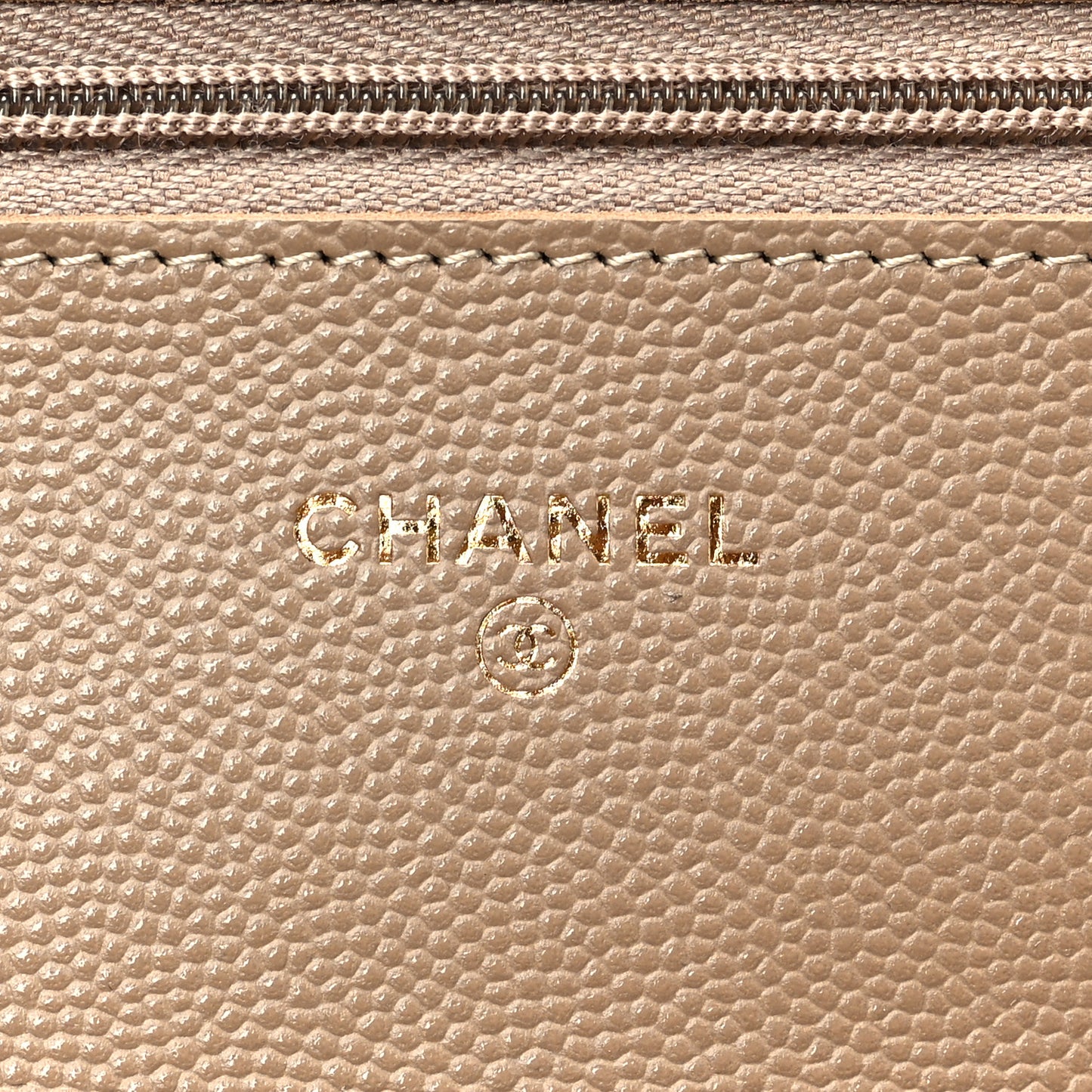 Caviar Quilted Wallet on Chain WOC Dark Beige